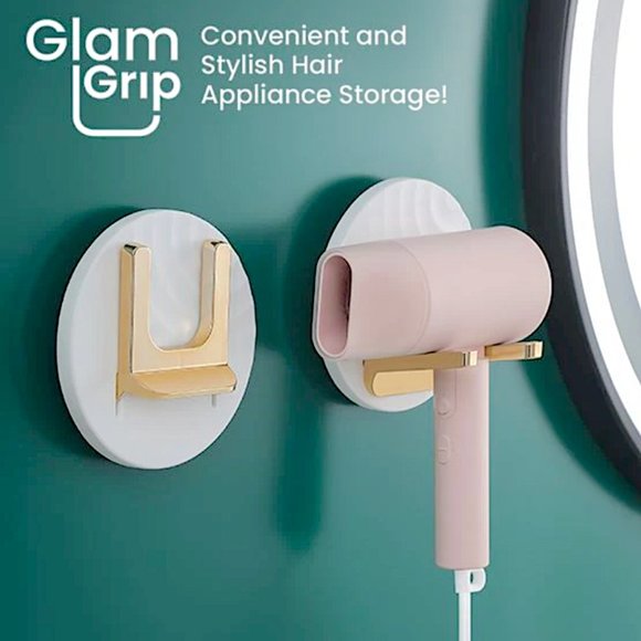 🆕 FOLDING WALL HOLDER HOOK for HAIR DRYER / APPLIANCE ~ Glam Grip - Picture 2 of 6